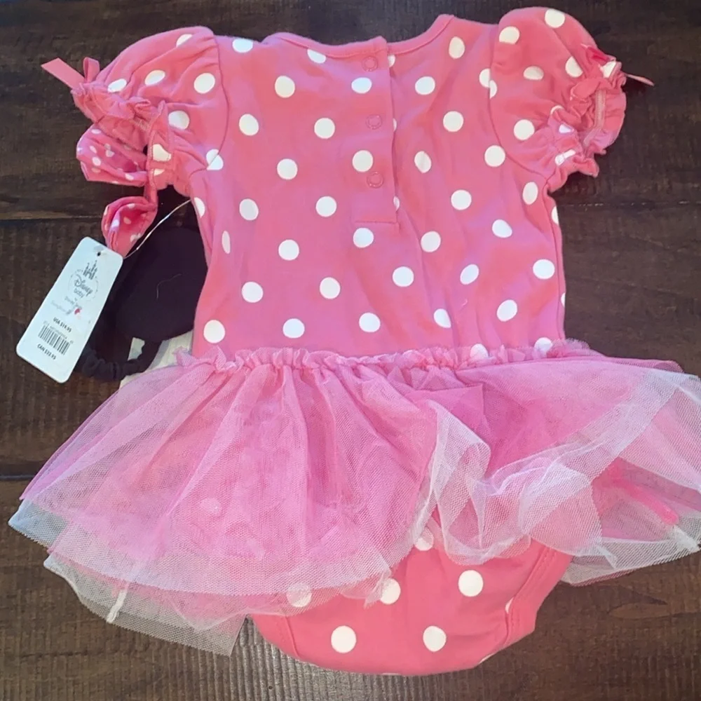 Disney Baby pink polka dot outfit size 9-12 months new with tags
